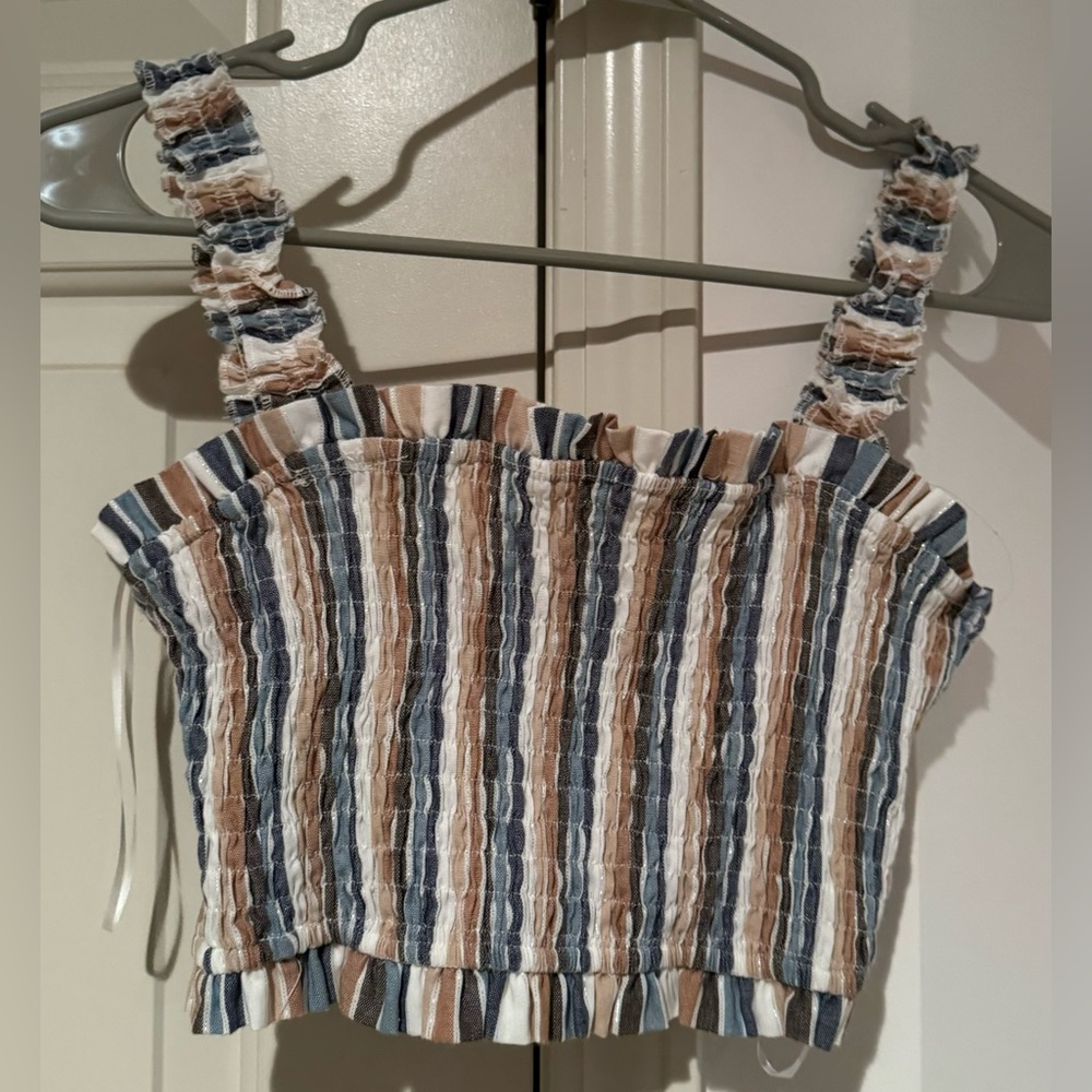 Altar’d State Multicolored Stripes Cotton Shimmer Crop Top Small